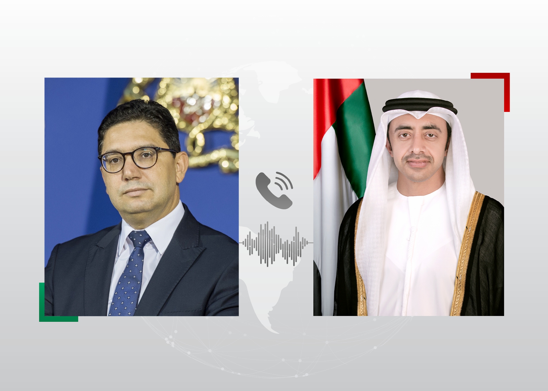 بحث سمو الشيخ عبدالله بن زايد آل نهيان نائب رئيس مجلس الوزراء وزير الخارجية، خلال اتصال هاتفي مع معالي ناصر بوريطة، وزير الشؤون الخارجية والتعاون الأفريقي والمغاربة المقيمين بالخارج في المملكة المغربية الشقيقة، مجمل التطورات الراهنة في المنطقة وتداعيّاتها على الأمن والاستقرار الإقليمي والدولي.