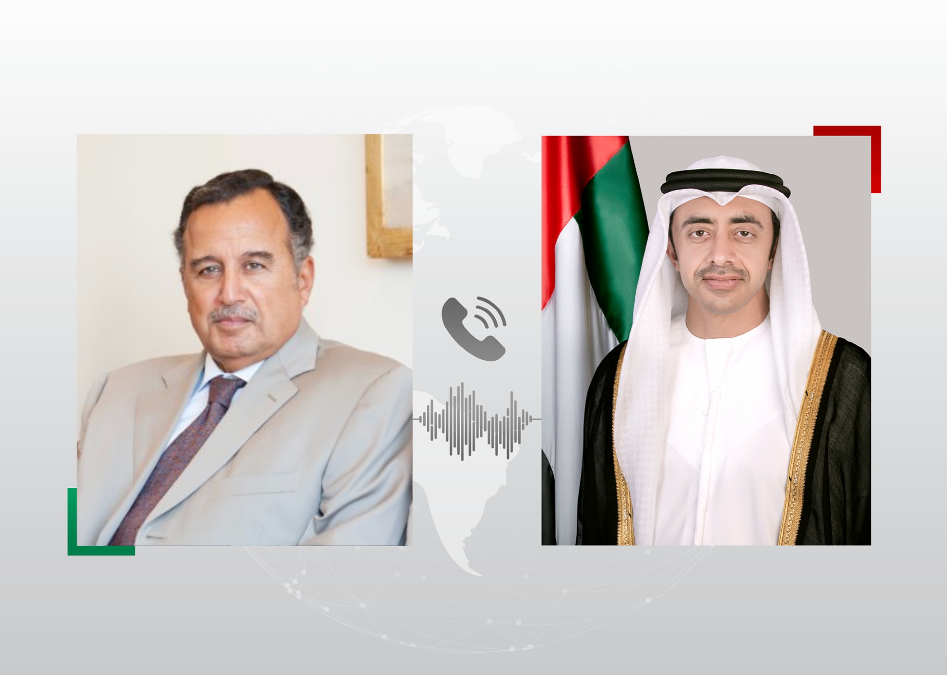H.H. Sheikh Abdullah bin Zayed Al Nahyan, Deputy Prime Minister and Minister of Foreign Affairs, received a phone call from Nabil Fahmy, Secretary-General of the League of Arab States.