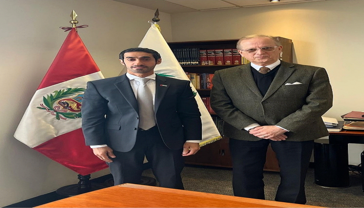 Meeting of H.E. Mohamed Alshamsi, UAE Ambassador to Peru with H.E. Augusto Arzubiaga Scheuch, Director General for Sovereignty, Boundaries and Antarctic Affairs of the Ministry of Foreign Affairs.
