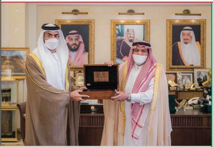 صاحب السمو الملكي الأمير الدكتور فيصل بن مشعل بن سعود بن عبدالعزيز، أمير منطقة القصيم يستقبل سعادة الشيخ نهيان بن سيف آل نهيان.