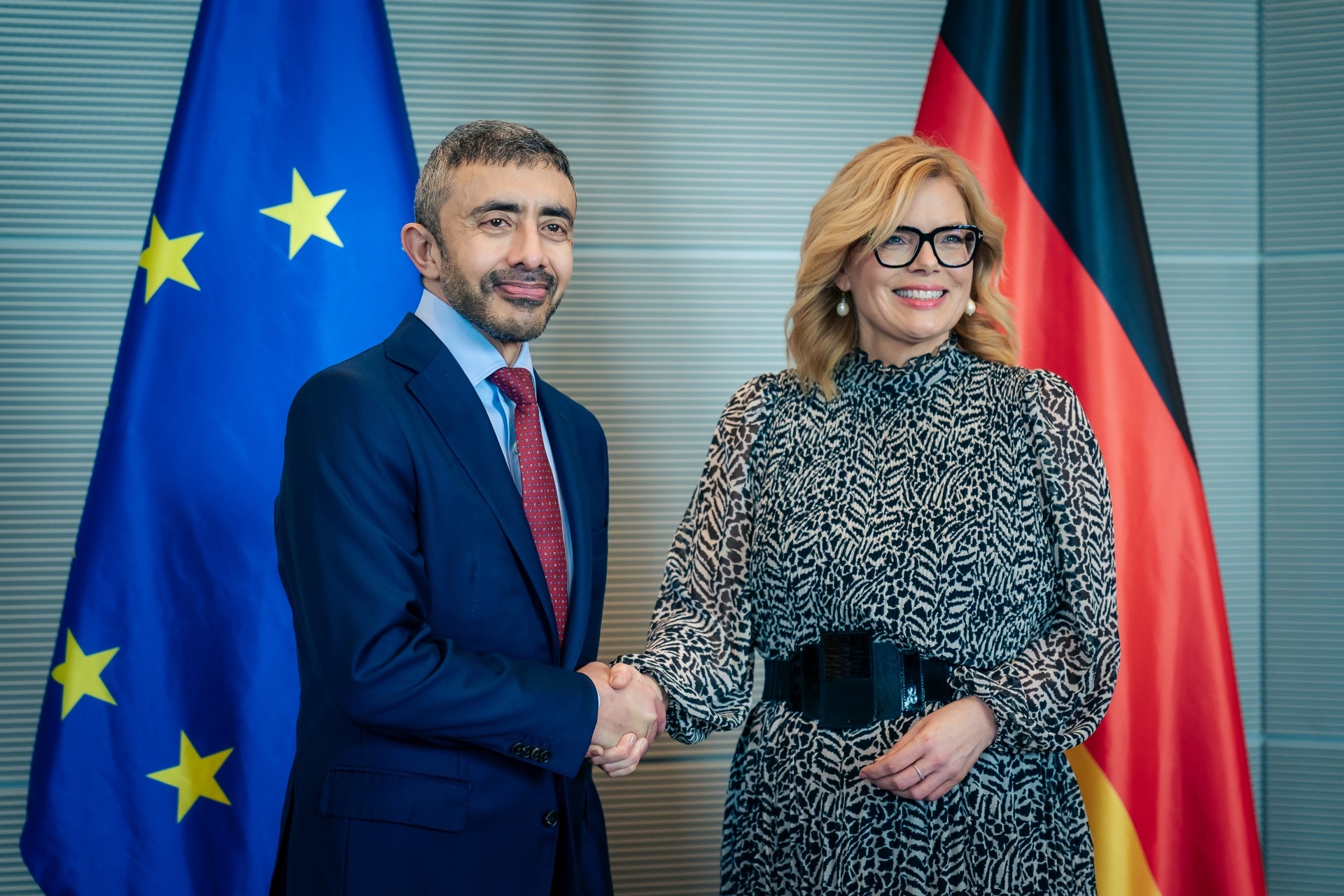 H.H. Sheikh Abdullah bin Zayed Al Nahyan, Deputy Prime Minister and Minister of Foreign Affairs, met with Julia Klöckner, President of the German Bundestag (Federal Parliament) of the Federal Republic of Germany, Omid Nouripour, Vice President of the Bundestag, and Armin Laschet, Chairman of the Bundestag’s Foreign Affairs Committee.
