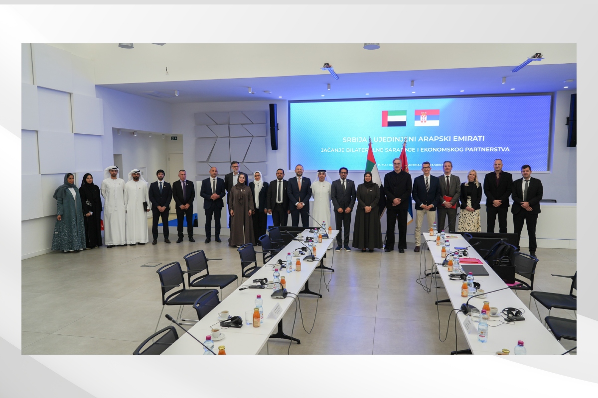 H.E. Dr. Amna bint Abdullah Al Dahak, UAE Minister of Climate Change and Environment, heading an agricultural delegation comprising representatives of national companies to Serbia met with Mr. Marko Cadez, President of the Chamber of Commerce and Industry of Serbia, and members of the Chamber, in the presence of H.E. Ahmed Hatem Almenhali, UAE Ambassador to Serbia.
