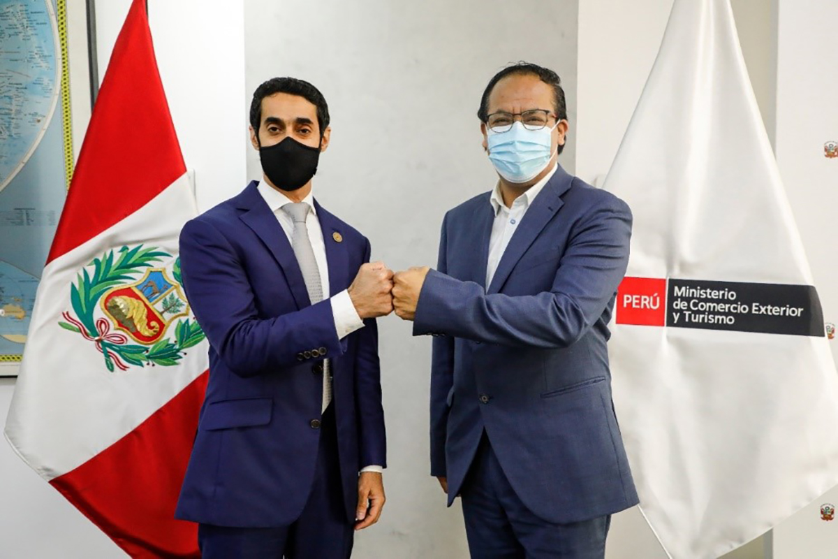 H.E. the Ambassador Mohamed Abdulla Alshamsi, Ambassador of the UAE to Peru, held a meeting with H.E. Roberto Sanchez Palomino, Minister of Foreign Trade and Tourism of the Republic of Peru.
