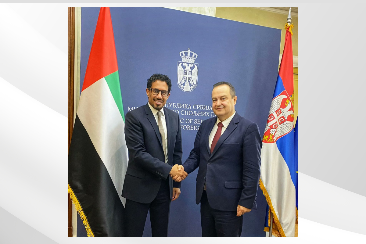 H.E. Ahmed Hatem Almenhali, Ambassador of the United Arab Emirates in Belgrade, met with H.E. Ivica Dacic, Minister of Foreign Affairs of the Republic of Serbia. During the meeting, the two sides discussed bilateral relations between the two countries and opportunities for further strengthening and developing those relations.