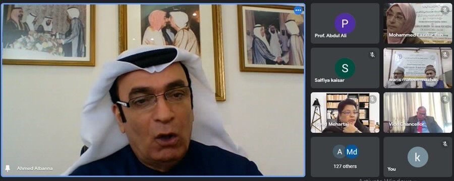 حل سعادة سفير الدولة د. أحمد البنا ضيف شرف على فعاليات الجلسة الافتتاحية للويبينار الدولي الذي نظمته جامعة همدرد في نيودلهي بعنوان 