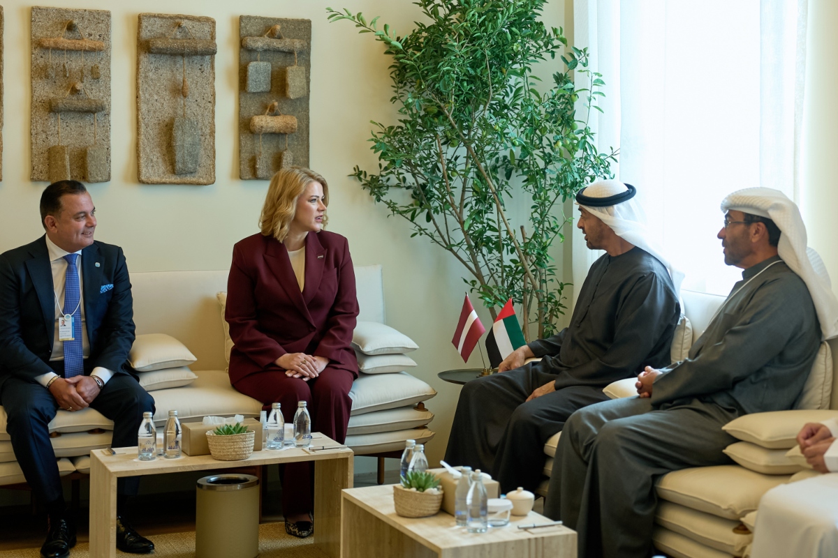 During her working visit to the United Arab Emirates in 2026, Evika Siliņa met with His Highness Mohamed bin Zayed Al Nahyan to discuss strengthening cooperation in the economy, innovation, and healthcare. Her Excellency also held meetings with His Highness Mohammed bin Rashid Al Maktoum in the presence of Hamdan bin Mohammed bin Rashid Al Maktoum and Ahmed bin Mohammed bin Rashid Al Maktoum during the preparatory day of the World Governments Summit 2026 in Dubai, as well as with other senior officials and dignitaries. The visit underscored efforts to expand trade, attract investment, and deepen strategic ties, with both sides emphasizing shared values and long-term partnership between the UAE and Latvia.
