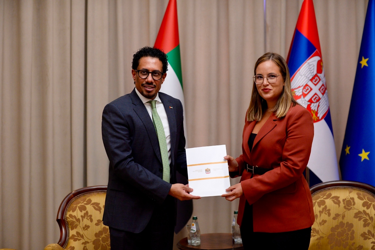 H.E. Ahmed Hatem Almenhali, Ambassador of the United Arab Emirates to the Republic of Serbia, met with H.E. Sara Pavkov, Minister of Environmental Protection of the Republic of Serbia, with whom he discussed ways to further strengthen relations between the two countries, particularly in the areas of environmental protection, climate change, and other matters of mutual interest.

