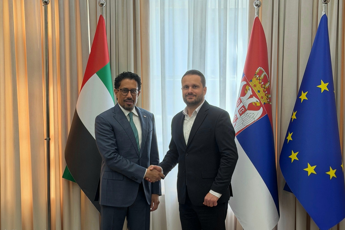 H.E. Ahmed Hatem Almenhali, Ambassador of the United Arab Emirates to the Republic of Serbia, met with H.E. Petar Janjic, State Secretary of the Republic of Serbia, with whom he discussed opportunities to strengthen cooperation in key areas of mutual interest, with the aim of further advancing the progress and prosperity of the two countries and their two friendly peoples.

