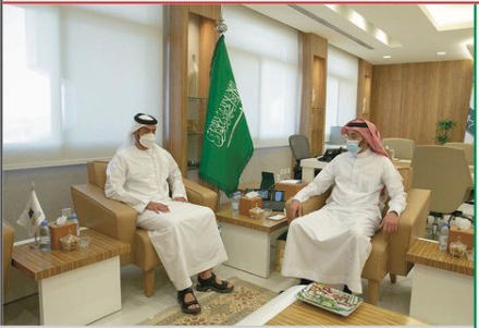معالي عبدالرحمن بن أحمد الحربي محافظ الهيئة العامة للتجارة الخارجية استقبل سعادة السفير الشيخ نهيان بن سيف آل نهيان.