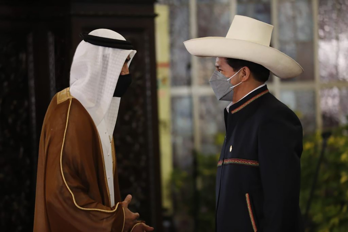 H.E. Ambassador Mohamed Abdulla Alshamsi, Ambassador of the United Arab Emirates to the Republic of Peru, attended the Protocol Greeting to the Diplomatic Corps Accredited in Peru to H.E. Pedro Castillo Terrones, President of the Republic of Peru.