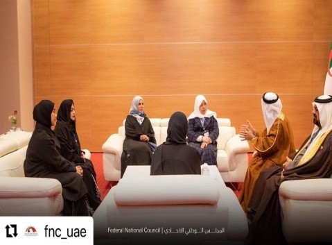 التقى وفد مجموعة اتحاد مجالس الدول الأعضاء في منظمة التعاون الإسلامي للشعبة البرلمانية الإماراتية، برئاسة سعادة عائشة رضا البيرق، الوفد البرلماني البحريني المشارك في أعمال المؤتمر السابع عشر لاتحاد مجالس الدول الأعضاء في المنظمة المنعقد في مدينة الجزائر.