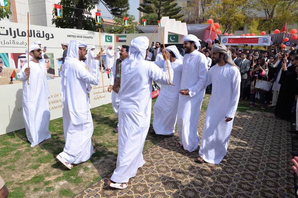 UAE Embassy in Islamabad participated as guest of honor in the cultural day at annual Spring Festival held by National University of Modern Languages in Islamabad to highlight the humanitarian message, diversity, cultural identity, human and civilizational heritage of UAE.