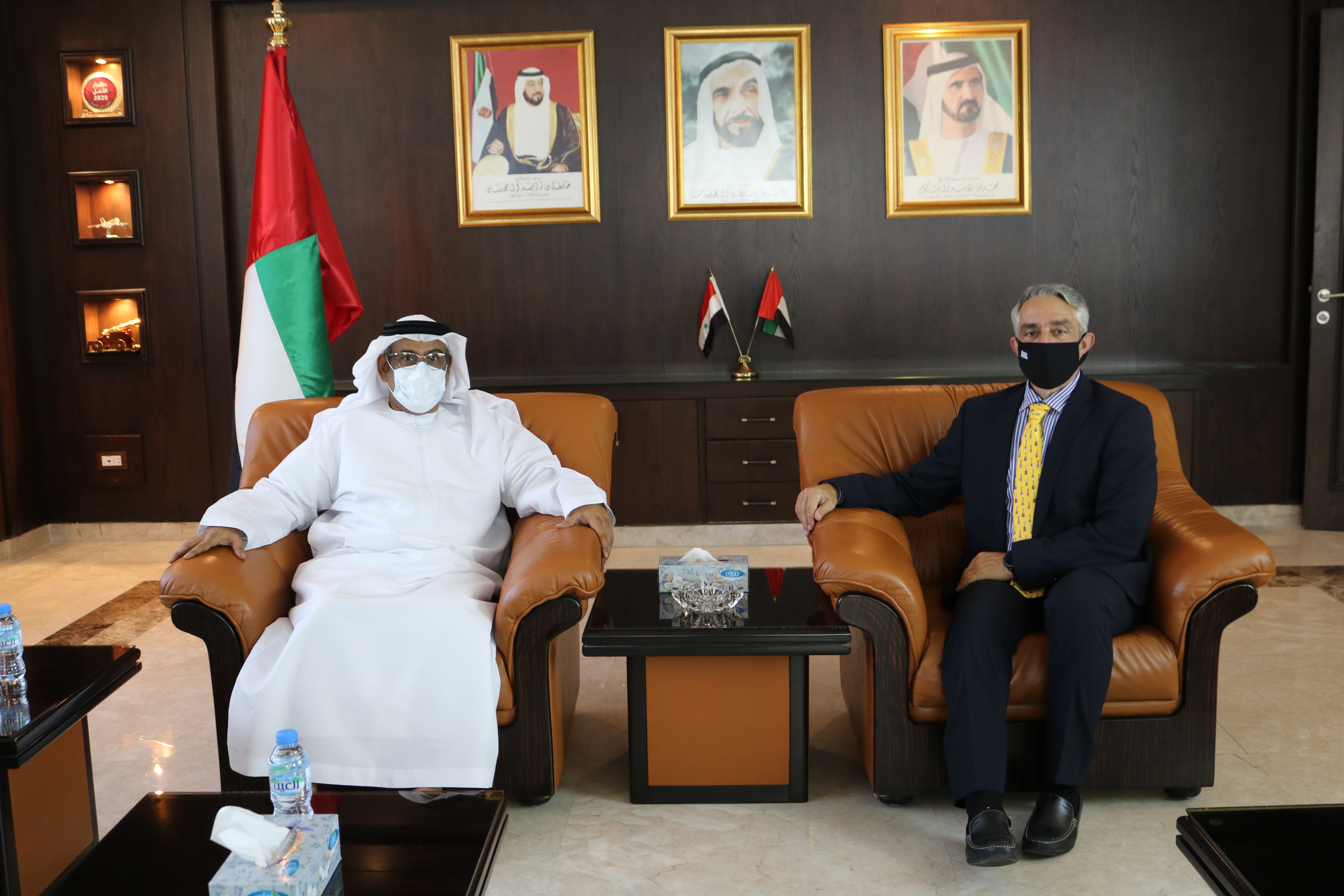 The Chargé d'Affairs of the UAE Embassy in Damascus, Mr. Abdul Hakeem Alnuaimi, the Chargé d'Affairs of the Greek Embassy in Syria, Mr. Nicholas Protonotarios, discussed the bilateral relations between the two countries and the latest developments in Syria and the region.