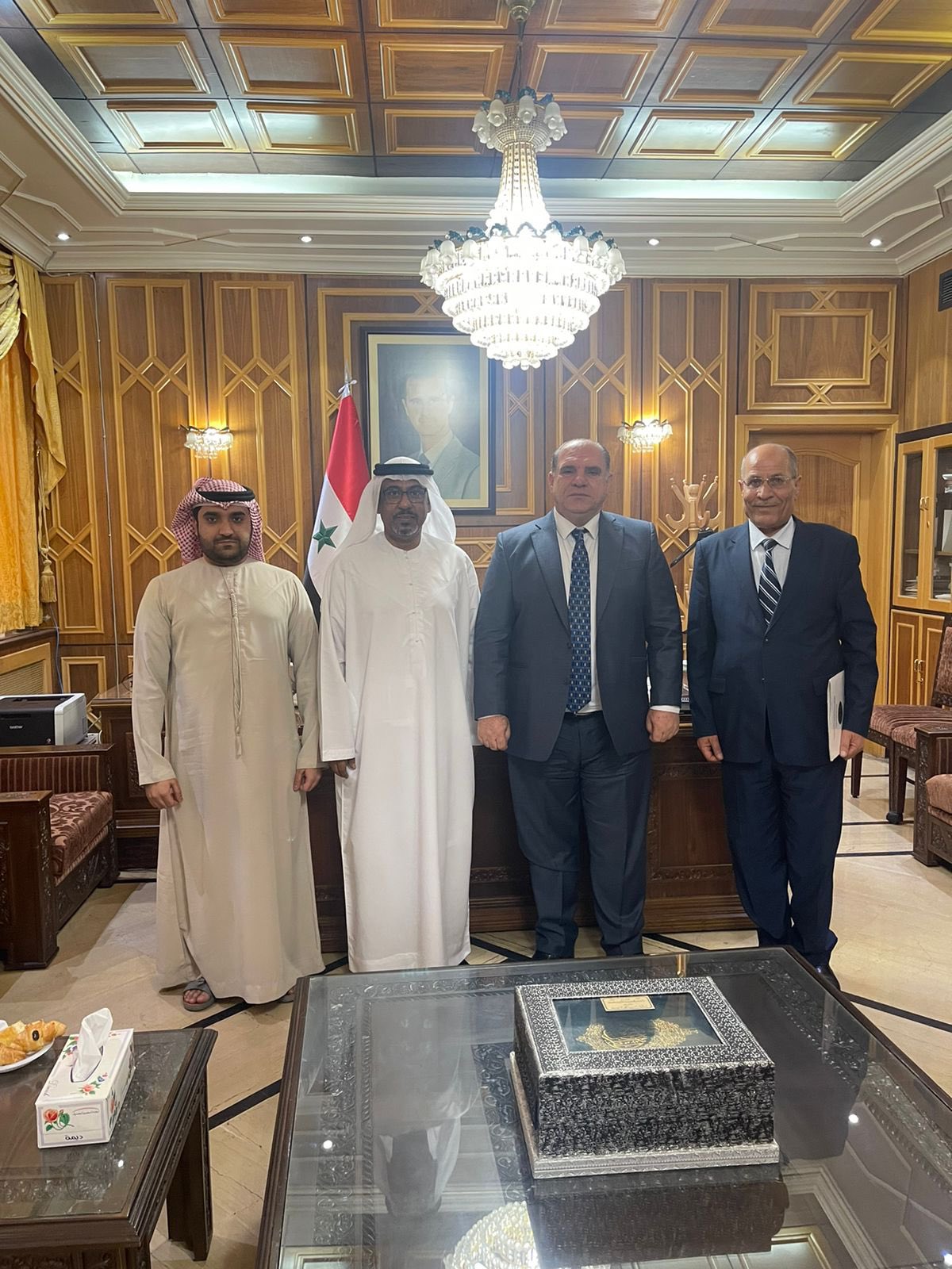 The Chargé d'Affairs of the State Embassy in Damascus, Abdul Hakeem Al-Nuaimi, met with the Syrian Minister of Justice, Judge Ahmed Al-Sayed