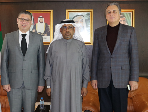 Mr. Abdul Hakeem Al-Nuaimi, Chargé d'Affairs of the State Embassy in Damascus, received members of the People's Assembly of Syria, Mr. Osama Mustafa and Dr. Rimoun Hilal.