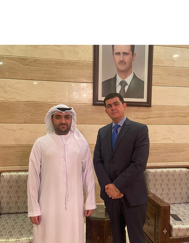 A member of the UAE mission to Damascus met with Mr. Sultan Muhammad Al-Shehhi, Director of the Economic Affairs Office in the Syrian Ministry of Foreign Affairs, Counselor Abdul Razzaq Ismail.