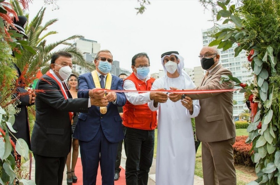 H.E. Mohamed Abdulla Alshamsi, Ambassador of the UAE to the Republic of Peru with H.E. Roberto Sanchez, Minister of Foreign Trade and Tourism and H.E. Luis Molina, Mayor of Miraflores inaugurated the Emirati Cultural Week in Peru.