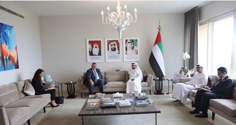 United Arab Emirates Ambassador to Lebanon Dr. Hamad Saeed Al-Shamsi, recieved this morning at the embassy-Yarzeh, the United Nations Special Coordinator in Lebanon, Ján Kubiš.   
During the meeting, a number of issues related to the current situation in Lebanon and the region were discussed, in addition to the role the UAE plays in Lebanon to support the host community and assist refugees through clear and strategic programs and plans of action.
Ambassador Al Shamsi pointed out that 