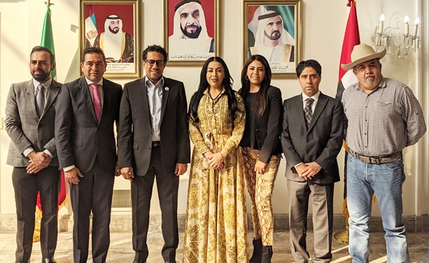Reunión del Excmo. Ahmed Almenhali, Embajador de los Emiratos Árabes Unidos en México, con una delegación de empresarios del Estado de México dirigida por la Mtra. Jessica Oceguera Rosales.  