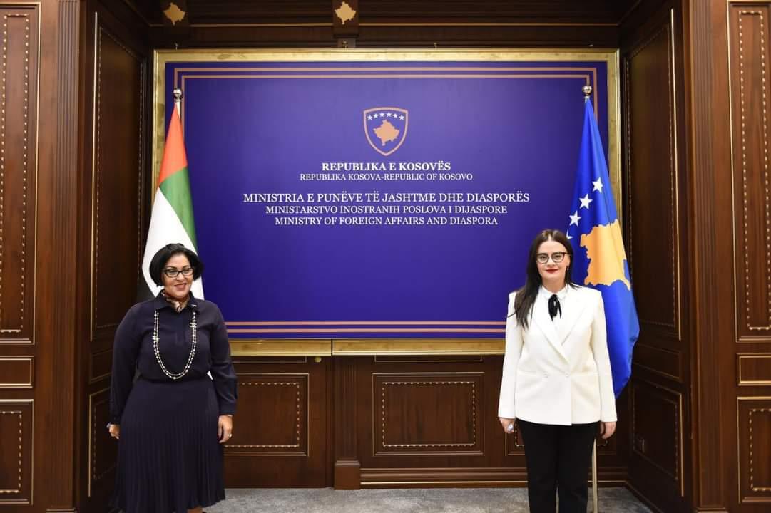 Ambassador H.E. Nabila Alshamsi met with Minister of Foreign Affairs and Diaspora of Republic of Kosovo, H.E. Meliza Haradinaj-Stublla. During the meeting the two sides expressed readiness to cooperate and open new horizons in the relations between the two countries
