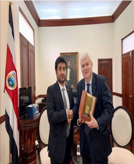 H.E. Jumaa Al-Remeithi held a work meeting with Mr. Manuel Ventura Robles, costarican Minister of Foreign Affairs to discuss topics of interest for both countries