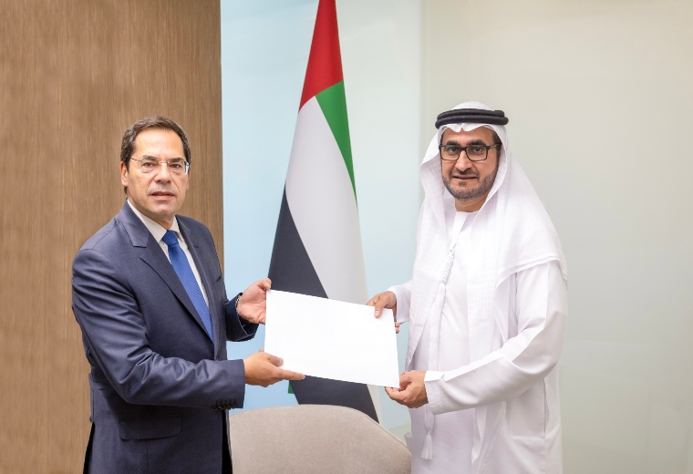 H.E. Omar Obaid Alhesan Alshamsi, Undersecretary of the Ministry of Foreign Affairs, received a copy of the credentials of H.E. Stylianos N. Gavriil, Ambassador of the Hellenic Republic to the UAE.