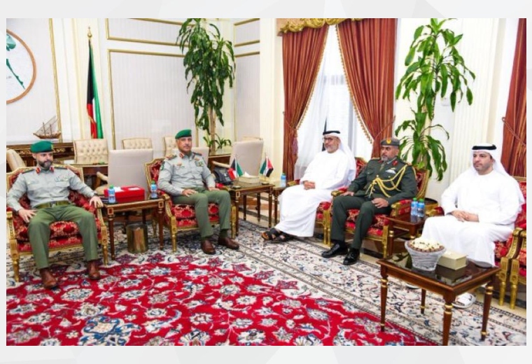 H.E. Dr. Matar Hamed Al Neyadi, Ambassador of the United Arab Emirates to the State of Kuwait, accompanied by H.E. Colonel Staff Mohammed Abdullah Al Muhairi, UAE Military Attaché, met with Lt. Gen. Hamad Salem Al-Burjas, Deputy Chief of the Kuwait National Guard, where His Excellency conveyed his congratulations to the Deputy Chief on the occasion of his appointment.
