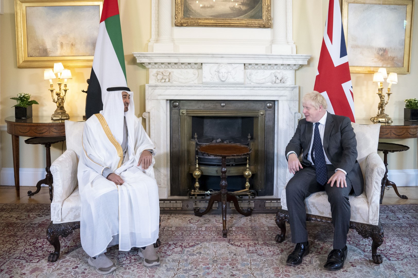 His Highness Sheikh Mohamed bin Zayed and Johnson also tackled several regional and international issues of mutual interest.