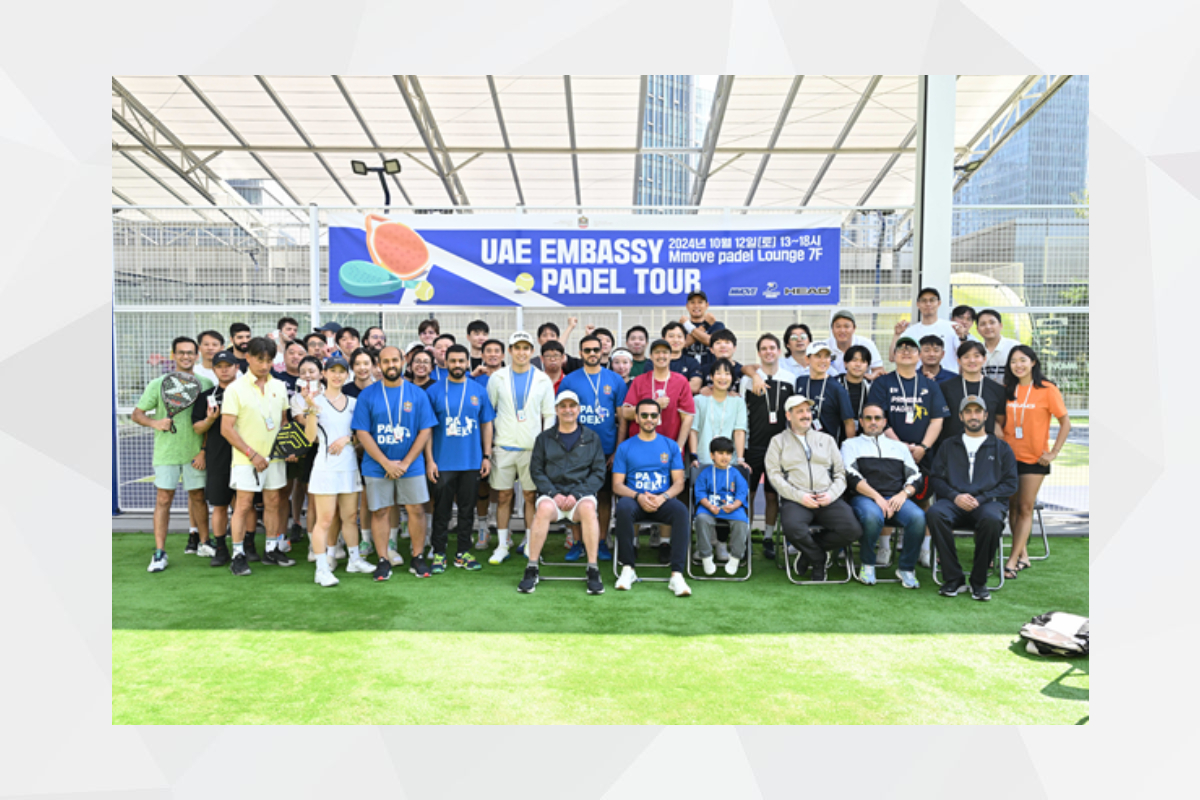 The UAE Embassy in Seoul organized the UAE Embassy's Padel Tour 2024. The tournament was attended by the ambassadors of the Gulf countries and a number of professional and amateur players of this sport. At the opening of the tournament, His Excellency Abdullah Saif Al Nuaimi delivered a welcoming remarks where he addressed the importance of the sport and its popularity in the UAE.