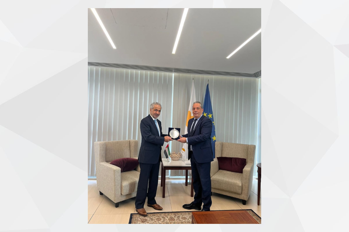 H.E. Mohammed Saif Al Shehhi, UAE Ambassador in Nicosia, met with H.E. Vasilis Palmas, Minister of Defence of the Republic of Cyprus, where they discussed ways to enhance joint cooperation and the strategic partnership between the two countries, as well as discussing issues of mutual interest.