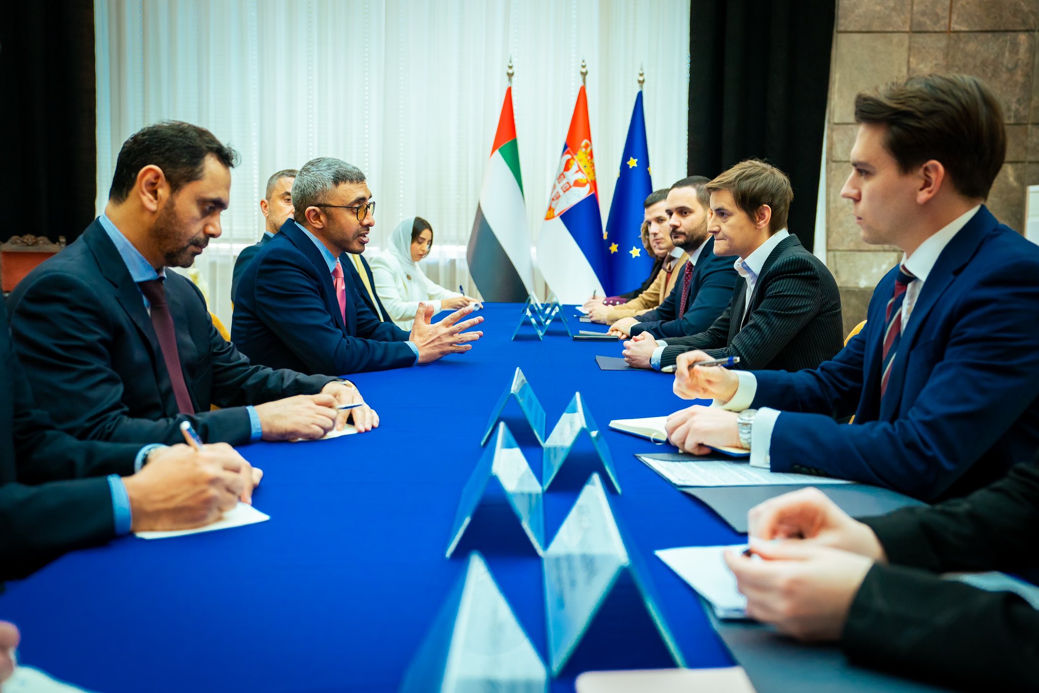 H.H. Sheikh Abdullah bin Zayed Al Nahyan, Minister of Foreign Affairs and H.E. Ana Brnabic PM of Serbia discuss strengthening joint cooperation within the framework of the comprehensive strategic partnership between UAE & Serbia.