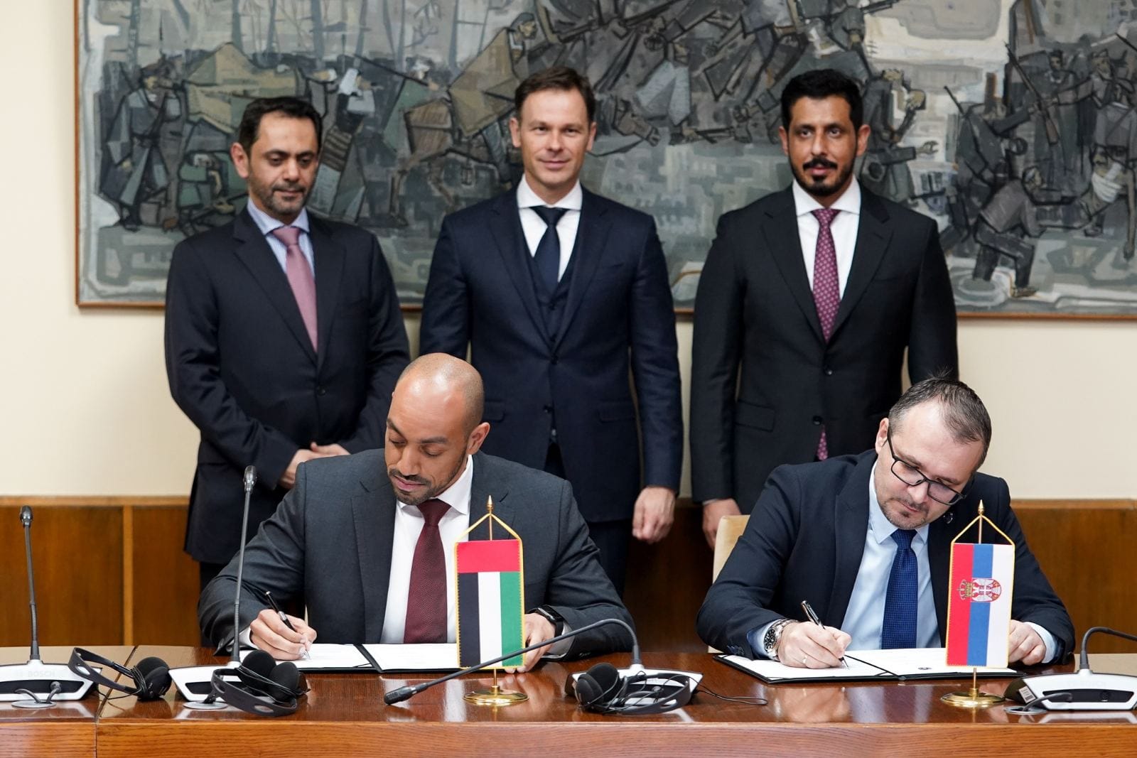 H.E. Sinisa Mali, Deputy Prime Minister and Minister of Finance of the Republic of Serbia and H.E. Mubarak Saeed Al Dhaheri, Ambassador of the UAE in Belgrade, attended the signing ceremony of the agreement on mutual cooperation between the Directorate for the Prevention of Money Laundering of the Republic of Serbia and the Financial Intelligence Service of the UAE.