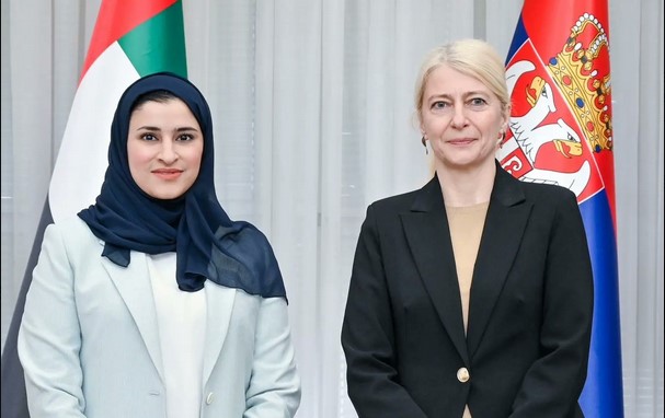 H.E. Sarah bint Yousef Al Amiri, UAE Minister of State for Public Education and Advanced Technology, met with H.E. Jelena Begovic, Serbian Minister of Science,Technological Development and Innovation. They discussed cooperation in the field of research and development, sustainability and advanced technology.