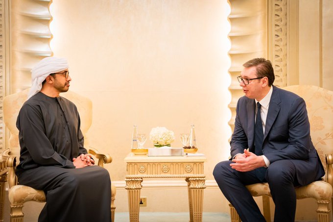 H.H. Sheikh Abdullah bin Zayed Al Nahyan, Minister of Foreign Affairs and H.E. Aleksandar Vucic Serbian President, discussed bilateral cooperation between United Arab Emirates and Serbia and highlighted the importance of peace and stability in the Western Balkans. 