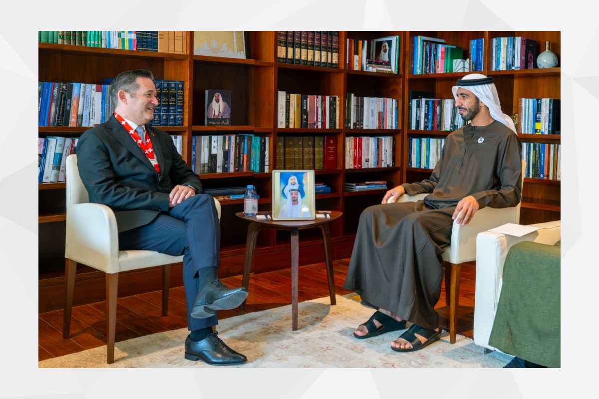 His Excellency Sheikh Shakhboot bin Nahyan Al Nahyan, Minister of State, met with His Excellency Arthur Mattli, Ambassador of Switzerland to the UAE, His Excellency Sylvain Estier, Swiss Special Envoy for the Horn of Africa