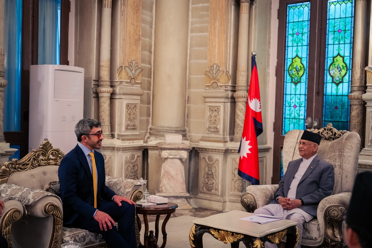 H.H. Sheikh Abdullah bin Zayed Al Nahyan, Deputy Prime Minister and Minister of Foreign Affairs, met today with KP Sharma Oli, Prime Minister of Nepal, during the UAE top diplomat's working visit to Kathmandu.