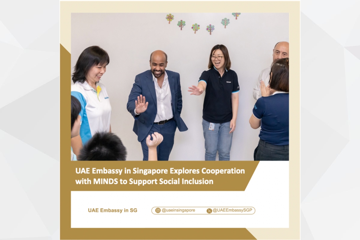 In line with the UAE Embassy commitment to community cooperation and humanitarian initiatives in Singapore, Mr. Mahmoud AlHashmi, Head of Political, Media and Public Diplomacy Afffairs, visited MINDS, where he learned about the organisation’s  programmes supporting students with special needs and their families. Mr. Mahmoud commended MINDS’ vital role in empowerment and inclusion and expressed the Embassy’s readiness to deepen collaboration through joint initiatives that serve the community.