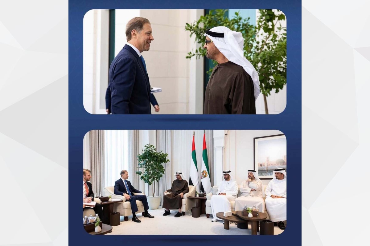 His Highness Sheikh Mohammed bin Zayed Al Nahyan, President of the UAE (may Allah protect him), received His Excellency Denis Manturov, First Deputy Prime Minister of the Russian Federation, who is in the UAE on a working visit.
