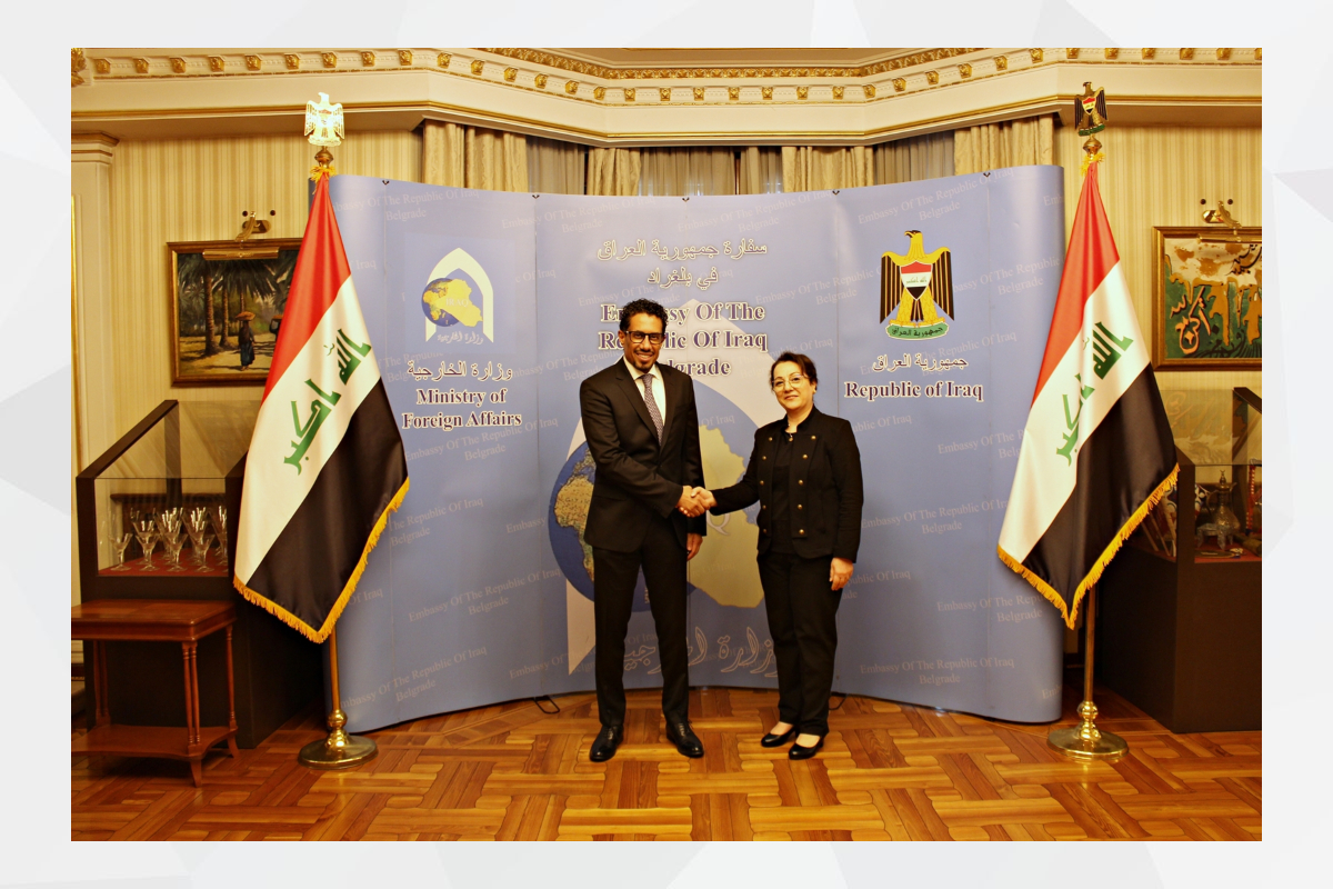 H.E. Ahmed Hatem Almenhali, Ambassador of the United Arab Emirates to the Republic of Serbia, met with Ms. Mayadah Abdullah Yassen Al - Adhammi, Chargé d'Affaires and Minister Plenipotentiary at the Embassy of the Republic of Iraq in Belgrade.

