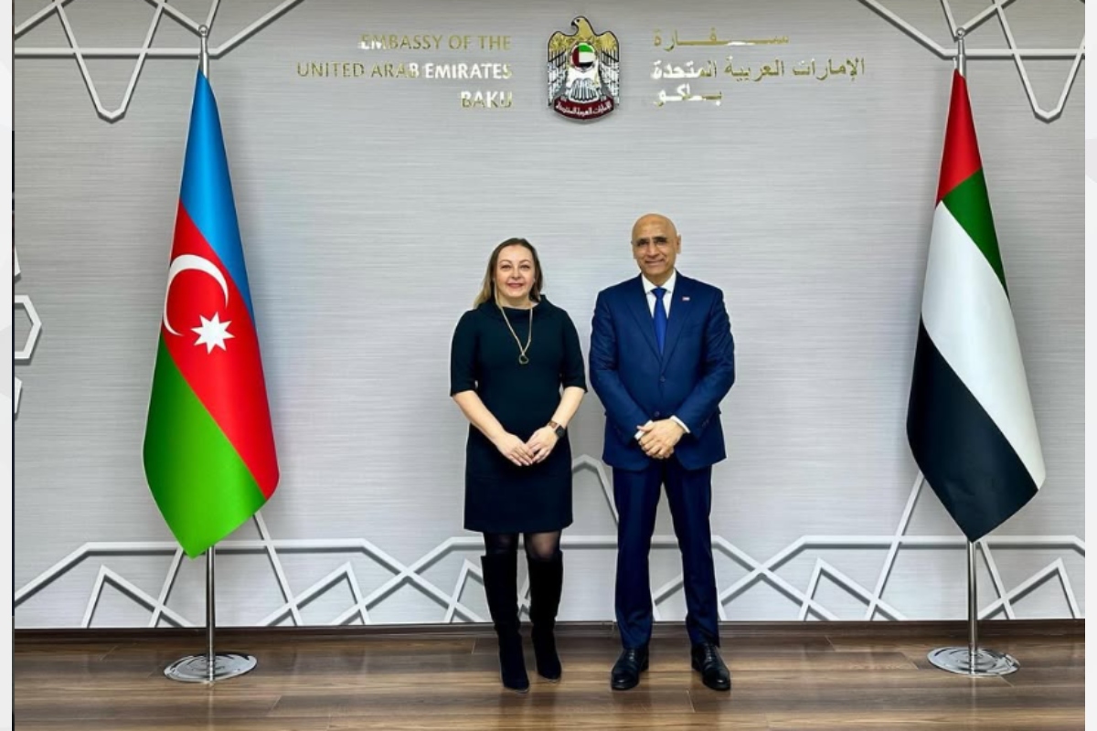 His Excellency Ambassador Mohammed AlBlooshi receives Miss Alessandra Roccasalvo, Acting Resident Representative of the United Nations Development Programme in Baku, who paid a courtesy visit to the Embassy

