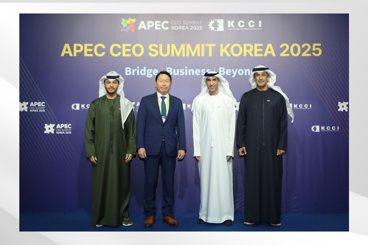 H.E. Dr. Thani bin Ahmed Al Zeyoudi, Minister of Foreign Trade, participated in the APEC CEO Summit 2025, where he delivered a speech reaffirming the UAE’s strong support for the founding principles of APEC - reducing tariffs and facilitating trade and investment. He emphasized the importance of openness, cooperation, and partnership to achieve shared prosperity amid global economic challenges. The summit was also attended by H.E. Saeed Bin Mubarak Al Hajeri, Minister of State at the UAE Ministry of Foreign Affairs, and H.E. Abdulla Saif Al Nuaimi, Ambassador of the UAE to Seoul.