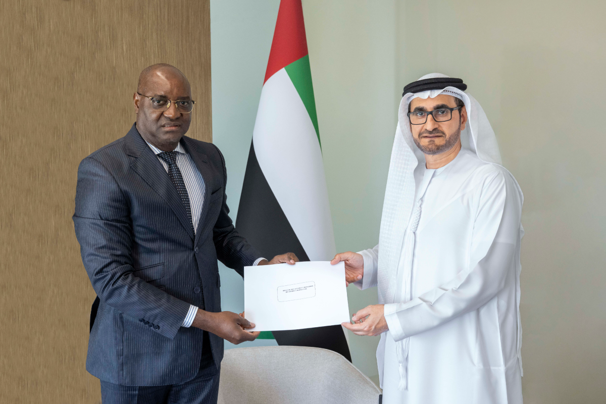 H.E. Omar Obaid Alhesan Alshamsi, Undersecretary of the Ministry of Foreign Affairs, received a copy of the credentials of H.E. Guy Rodrigue Dikayi, Ambassador of the Gabonese Republic to the United Arab Emirates.
