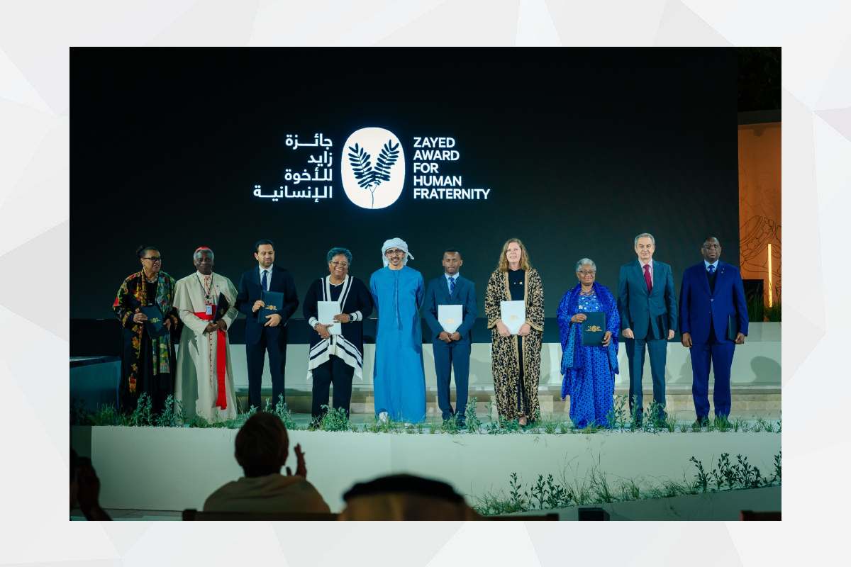 Under the patronage of President His Highness Sheikh Mohamed Bin Zayed Al Nahyan, H.H. Sheikh Abdullah Bin Zayed Al Nahyan, Deputy Prime Minister and Minister of Foreign Affairs, attended the ceremony of the sixth edition of the Zayed Award for Human Fraternity.
