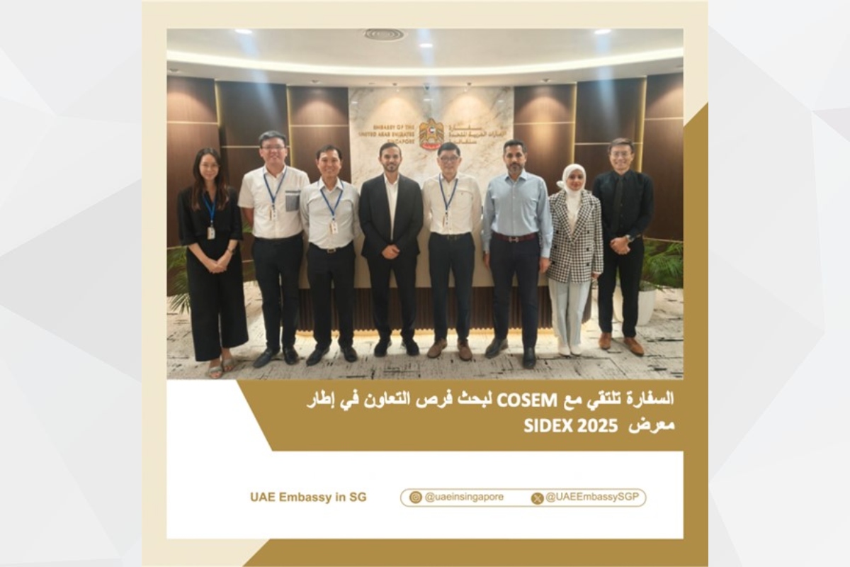 التقت السفارة في سنغافورة مع شركة COSEM لبحث فرص التعاون في إطار معرض SIDEX 2025، المقرر انعقاده في نوفمبر المقبل ليكون أكبر منصة آسيوية متخصصة في إدارة الكوارث والاستجابة للطوارئ. وقد تركز النقاش على إبراز دور الشركات الإماراتية وابتكاراتها في هذا القطاع الحيوي، وتعزيز الروابط الثنائية بما يسهم في تعزيز القدرات المشتركة لمواجهة التحديات.