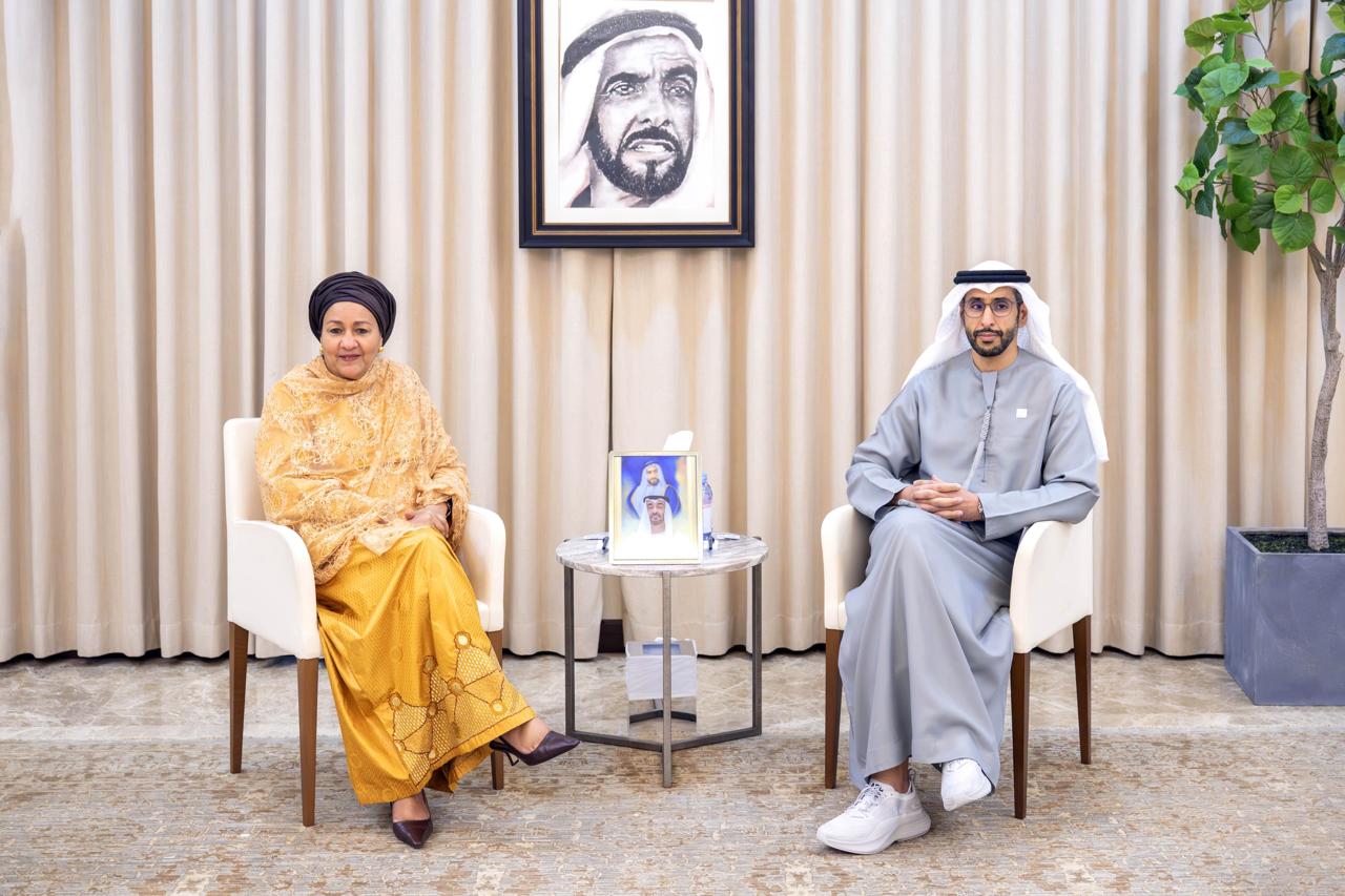 His Excellency Abdulla Balalaa, Assistant Minister for Energy and Sustainability Affairs, met with Her Excellency Amina J. Mohammed, Deputy Secretary-General of the United Nations, to discuss ways to further strengthen cooperation between the United Arab Emirates and the United Nations across energy, sustainability, and water-related priorities.
