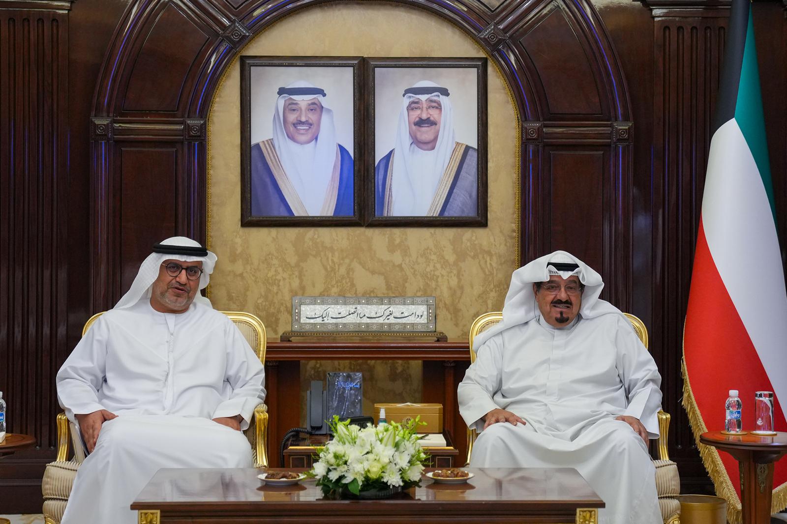 His Highness Sheikh Ahmed Al-Abdullah Al-Ahmad Al-Sabah, the Prime Minister of Kuwait, received His Excellency Dr. Matar Hamed Al-Neyadi, the Ambassador of the United Arab Emirates to Kuwait. During the meeting, the existing relations between the two brotherly countries were reviewed, and a number of topics of mutual interest were discussed. His Highness the Prime Minister praised the strong bilateral relations and constructive cooperation in all fields and sectors

