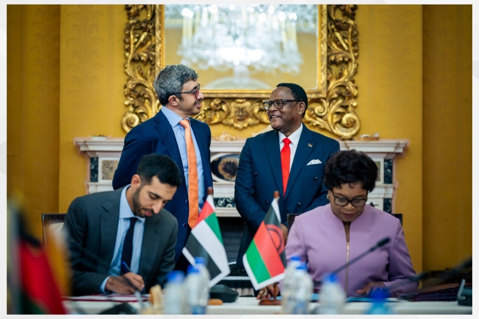 President of Malawi Receives Sheikh Abdullah bin Zayed and Witnesses the Signing of Five Memoranda of Understanding Between the Two Countries
