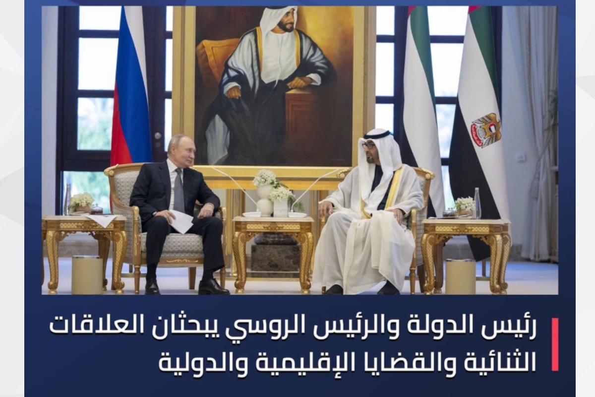 His Highness Sheikh Mohamed bin Zayed Al Nahyan, President of the UAE, and His Excellency Vladimir Putin, President of the Russian Federation, discussed today various aspects of relations between the two countries and the potential for their development within the framework of their strategic partnership