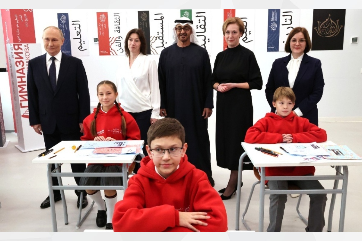 His Highness Sheikh Mohamed bin Zayed Al Nahyan, President of the UAE, and His Excellency Vladimir Putin, President of the Russian Federation, inaugurated the Sheikha Fatima bint Mubarak Center for Education at the Primakov International School in Moscow today, as part of His Highness's official visit to Russia.
