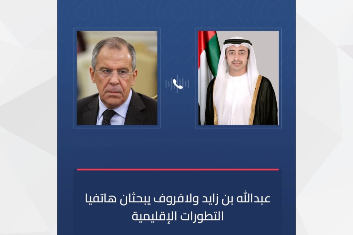 His Highness Sheikh Abdullah bin Zayed Al Nahyan, Deputy Prime Minister and Minister of Foreign Affairs, discussed regional developments in a phone call with His Excellency Sergey Lavrov, Minister of Foreign Affairs of the Russian Federation, following the Israeli military strike against the Islamic Republic of Iran.

